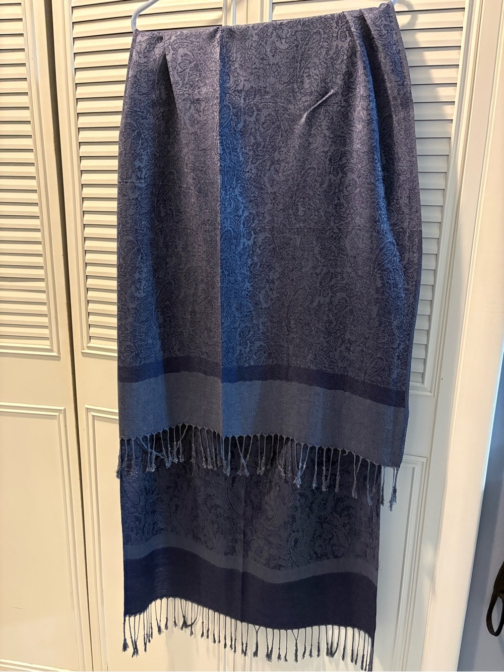Blue Paisley Fringe pashmina